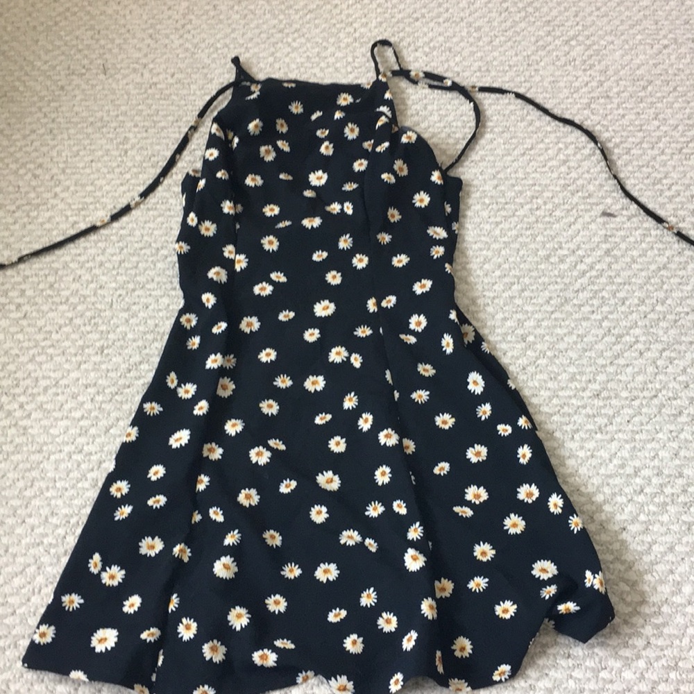 Black sunflower skater dress